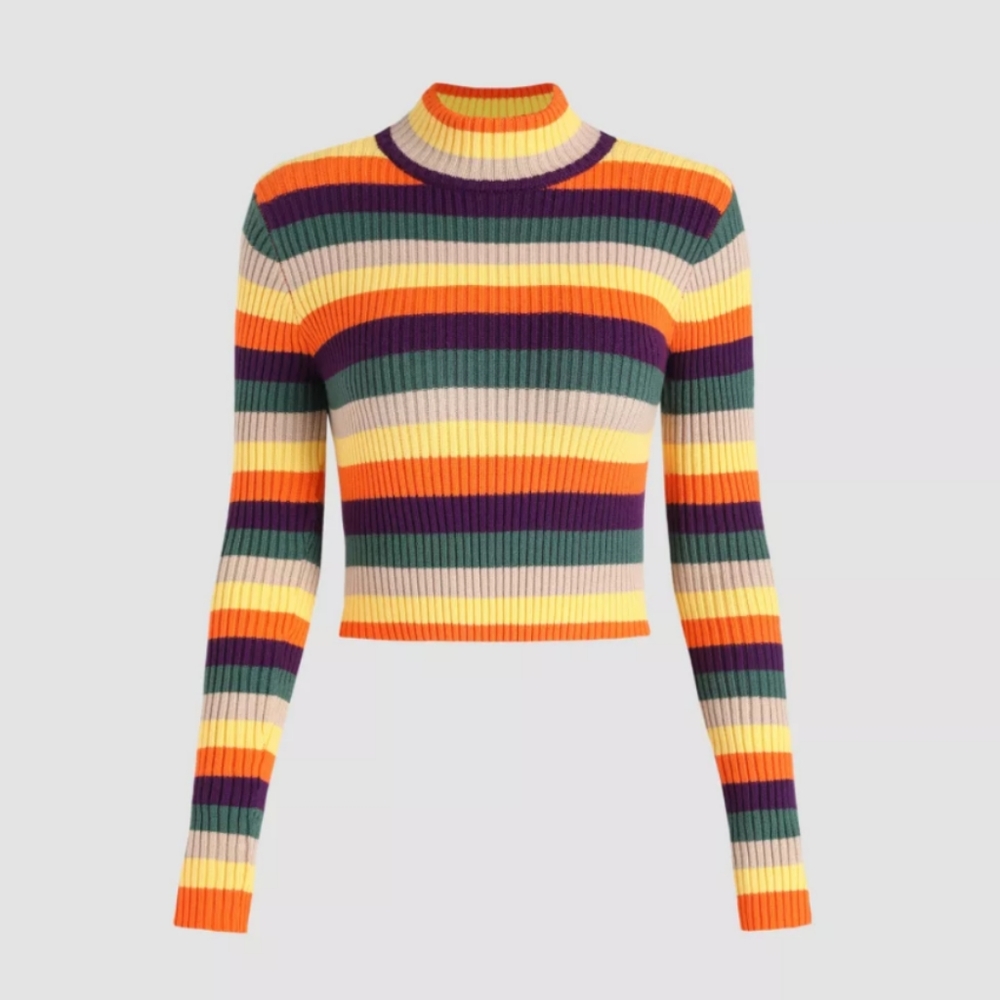 Rainbow Stripe Crop Sweater